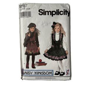 SIMPLICITY SEWING PATTERN 9167 GIRLS DAISY KINGDOM JUMPER DRESS & VEST  SZ 3-6